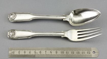 Chinese Export Silver Dessert Spoon and Fork - Canton